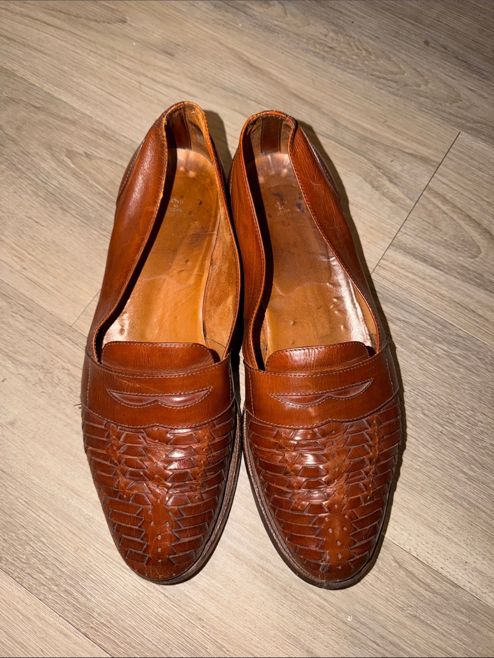 Polo by Ralph Lauren Brown Woven Leather Slip-On Loafers